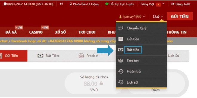 Cách rút tiền từ VN88 như thế nào? Hướng dẫn thực hiện