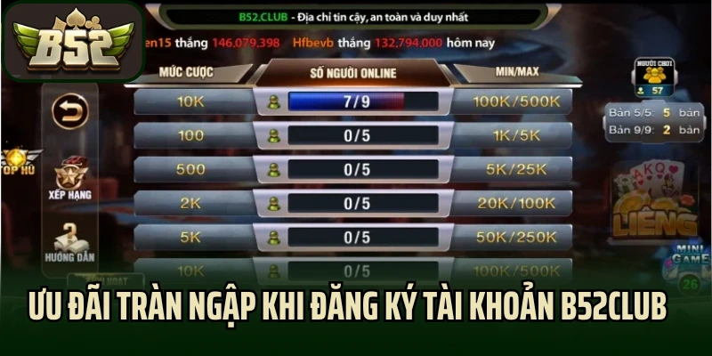 Ưu đãi tràn ngập khi đăng ký tài khoản B52club thành công
